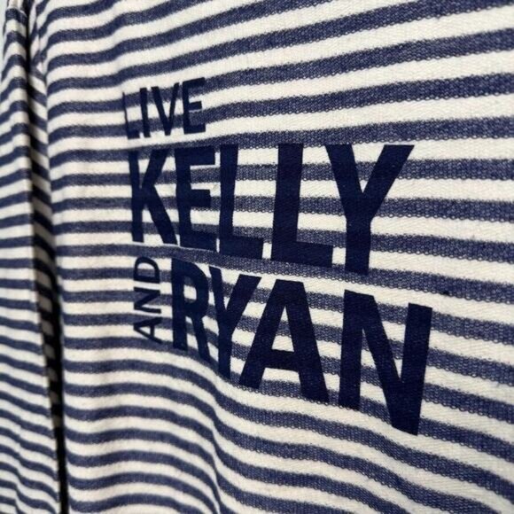 Live Kelly & Ryan Shirt Womens XL Navy Blue White Striped Cotton Terry Top NWT - Picture 2 of 5